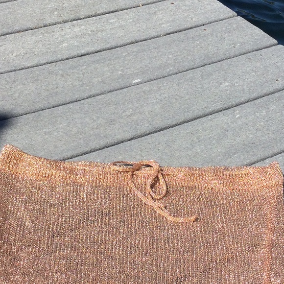 Bathing Suit Mesh Skirt Cover-Up, Bronze Colored, drawstring - Picture 3 of 7